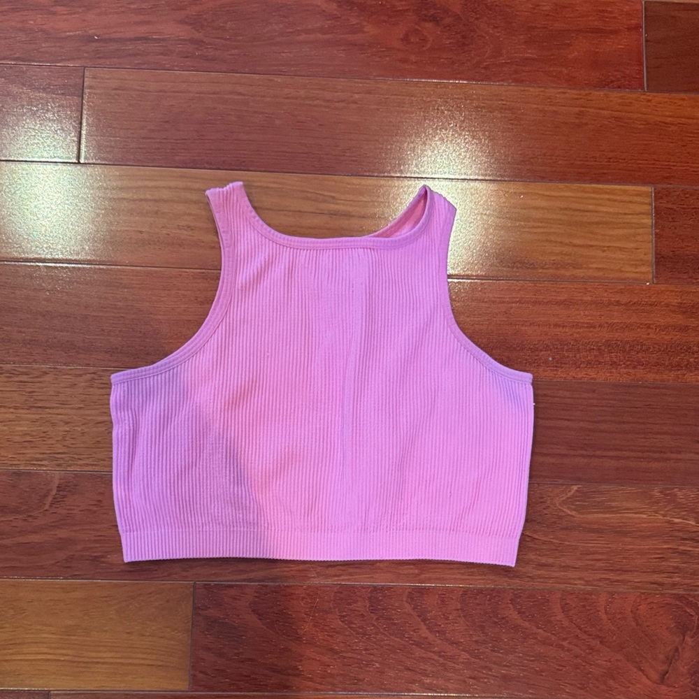 Pink Ribbed Crop Top